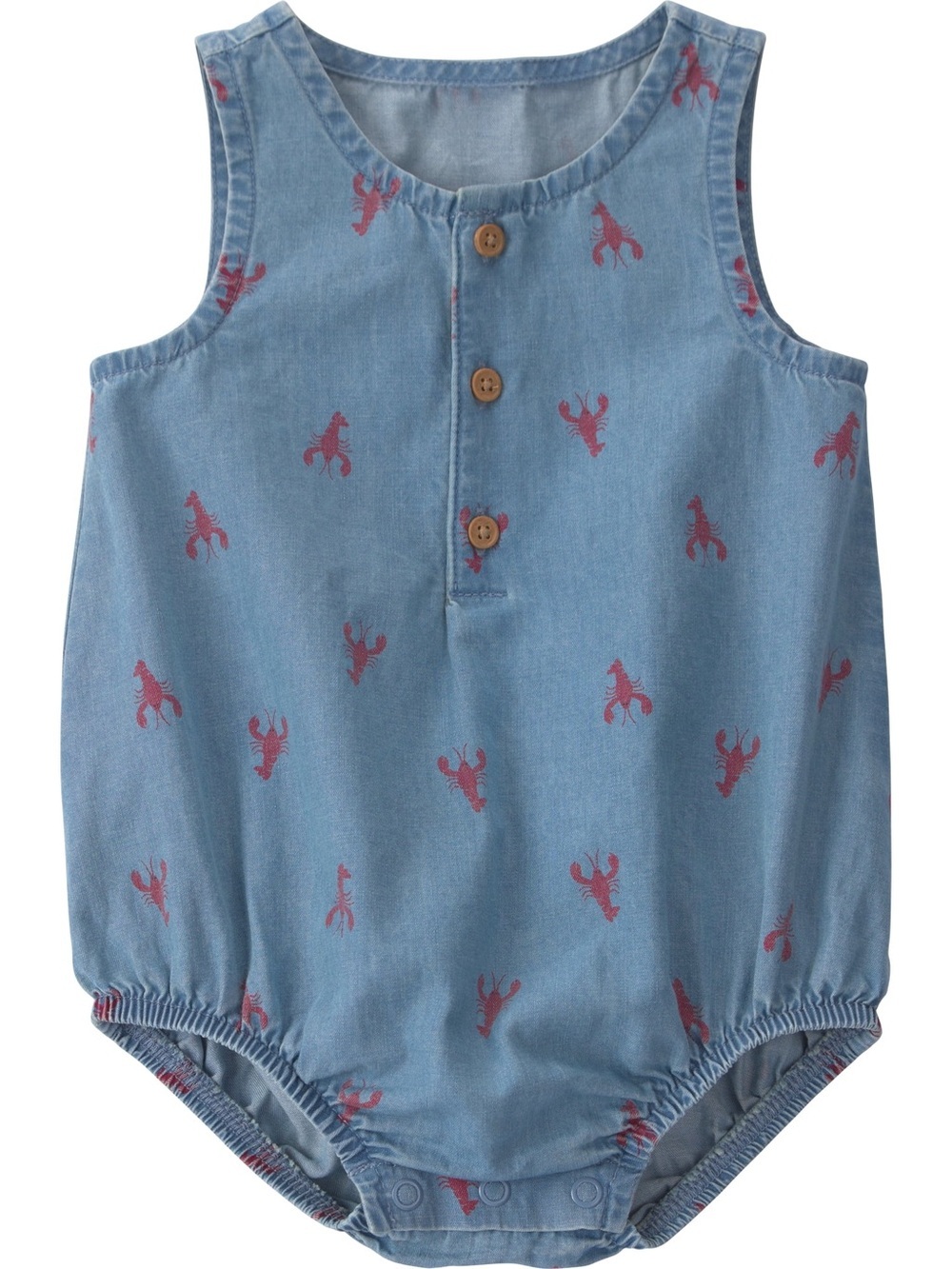 Carter's Blue Denim Baby Bubble Bodysuit with Red Lobster 🦞 Print